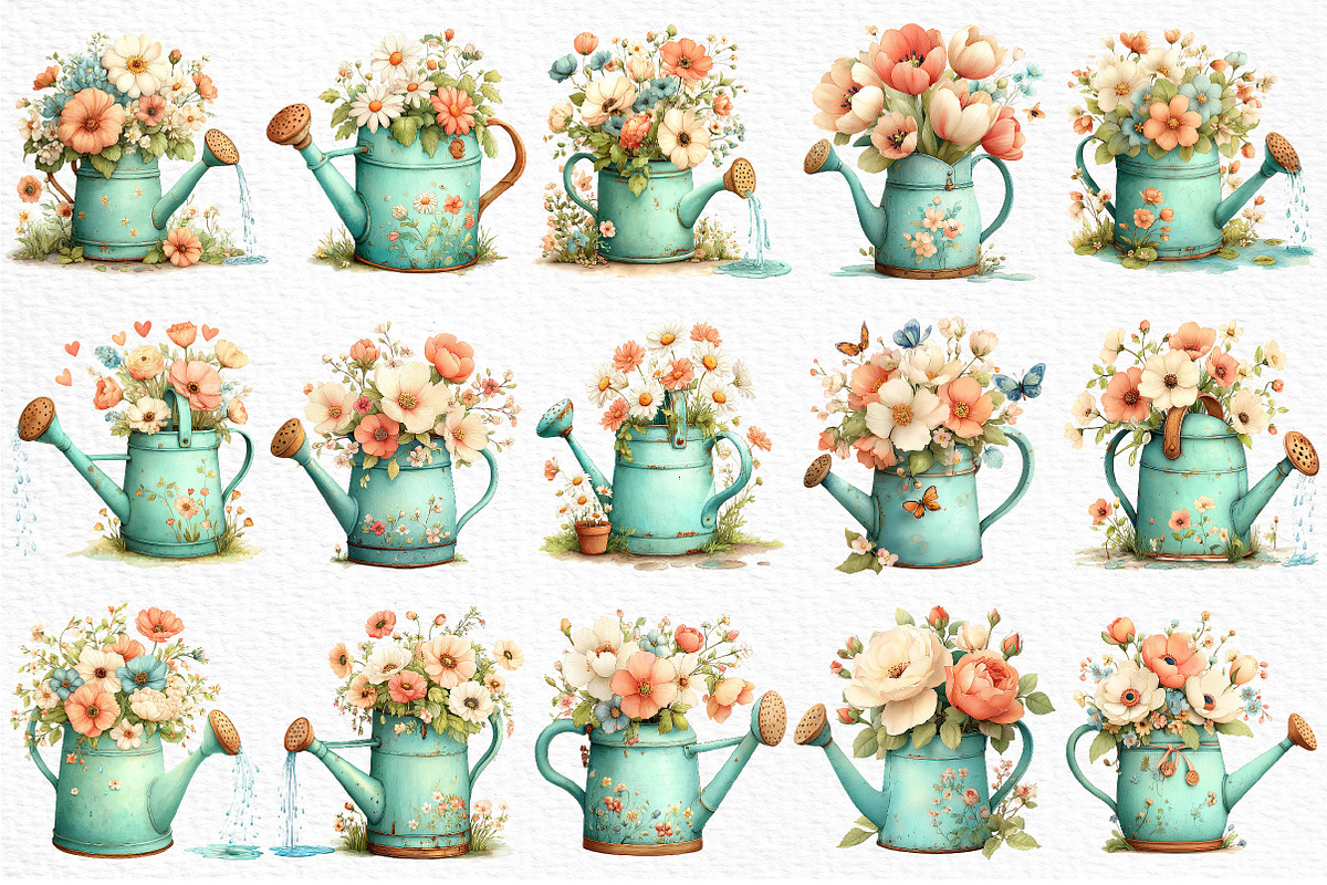 Spring Watering Clipart, an Illustration by Craft Nest (Photo 6 of 12)