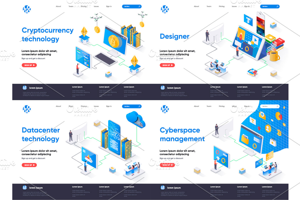 Isometric Landing Page Template, an Illustration by alexdndz (Photo 19 of 29)