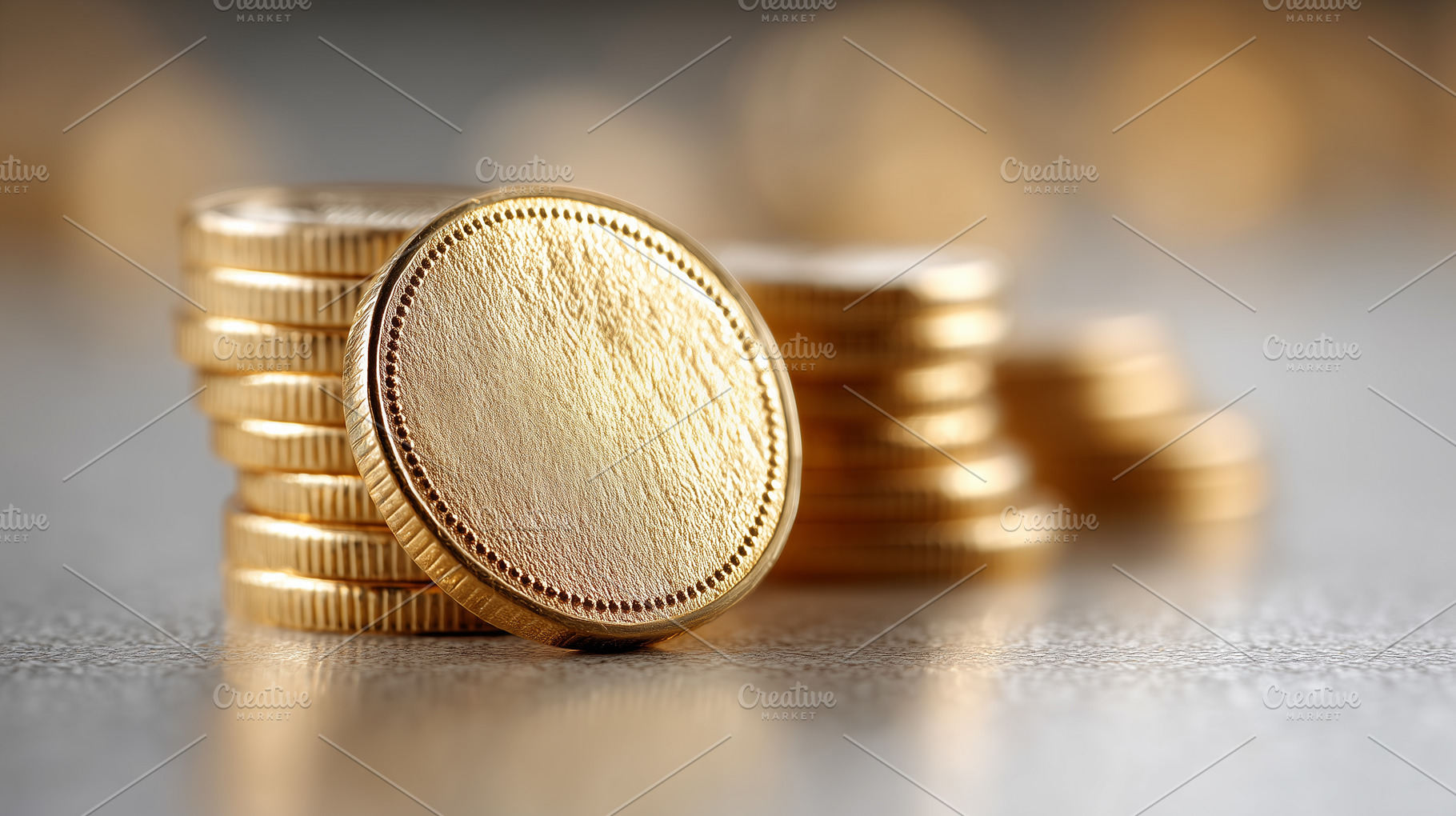 Stacks of shiny golden coins, a Business Photo by MistyDay