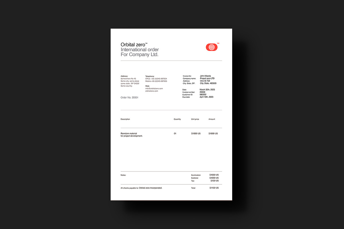 Invoice templates - Orbital Zero, a Stationery Template by Srg® (Photo 12 of 12)