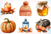 Watercolor Cosy Autumn Clipart PNG, a Seasonal Illustration by Canvas Craft (Thumbnail 3 of 3)