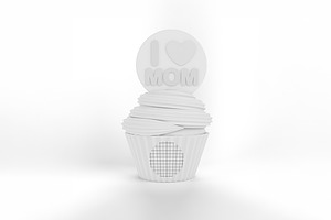 Cartoon I Heart Mom Cupcake Mockup