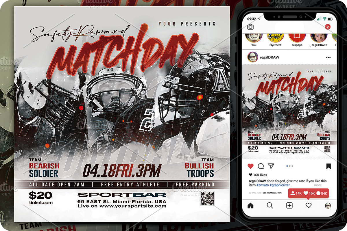 American Football Sport Flyer, a Flyer Template by regalDRAW (Photo 1 of 3)