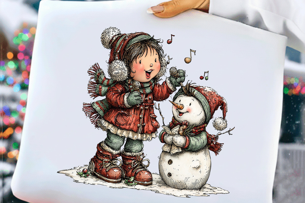 Christmas Girl & Snowman Clipart, an Illustration by Craft Nest (Photo 8 of 10)