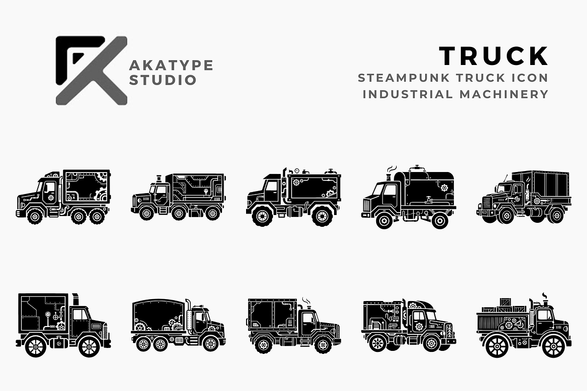 Steampunk Truck Icon, a Solid Icon by Akatype Studio (Photo 1 of 3)