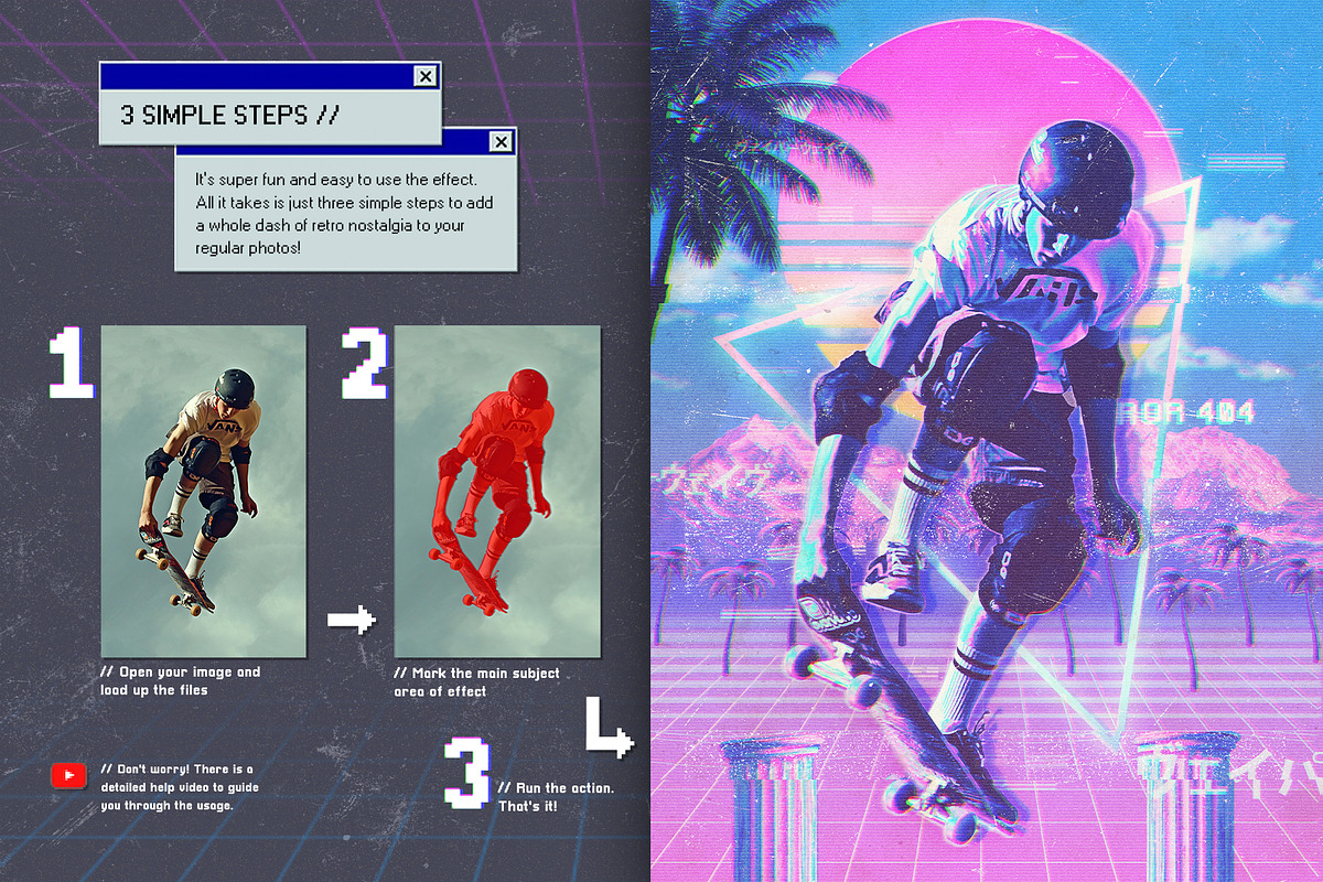 Vaporwave Retro PS Action, an Action Add-On by IndWorks Design (Photo 2 of 10)