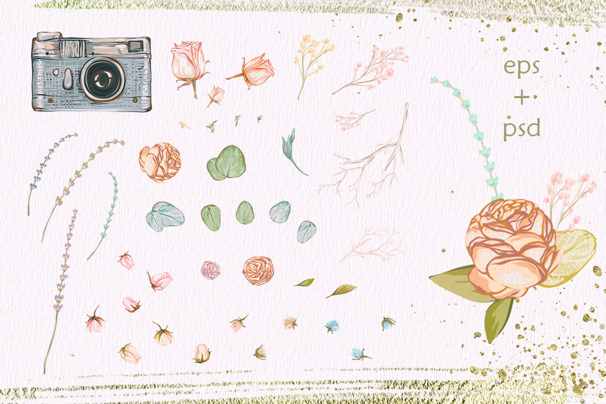 Retro photocamera with flowers, an Illustration by Gluiki (Photo 4 of 4)
