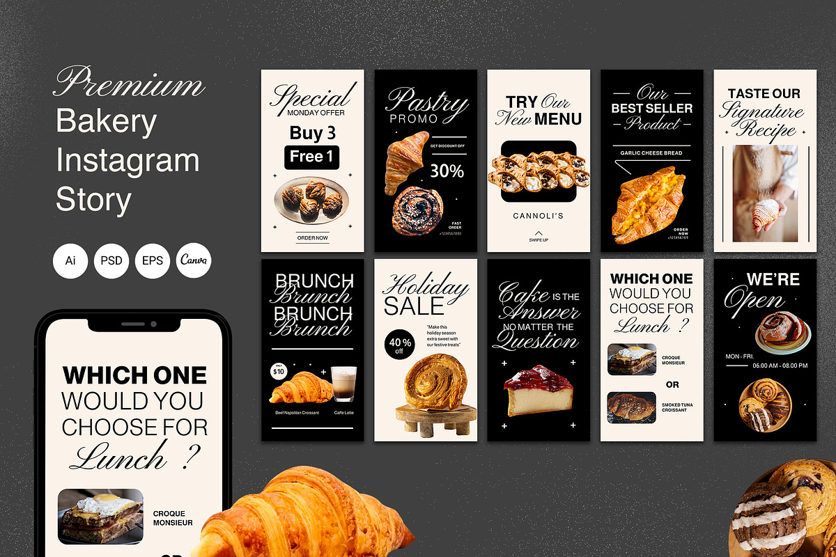 Bakery Shop Instagram Story Template, a Social Media Template by Jiwstudio