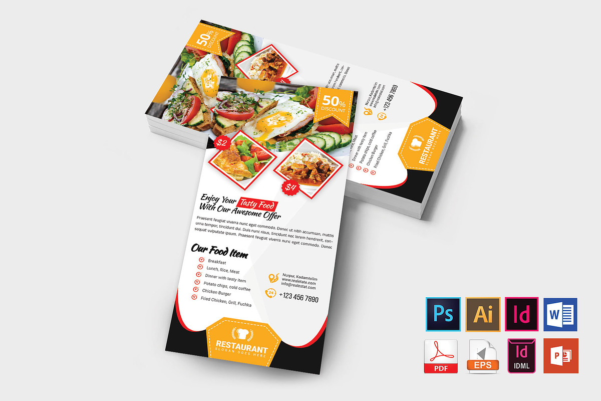 Rack Card | Restaurant DL Flyer V-02, a Flyer Template by Imagine ...