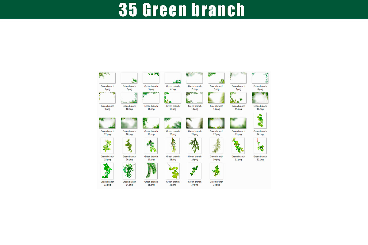 35 green branch photoshop overlays, a Layer Style Add-On by OverlayBox (Photo 4 of 5)