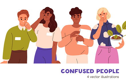 Confused people think and doubt set, a Person Illustration by Good Studio