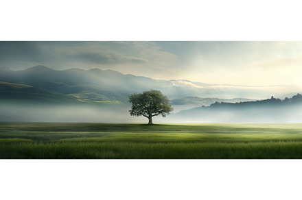 Tranquil Sunrise Over a Lone Tree, a Nature Photo by BazziBa♥