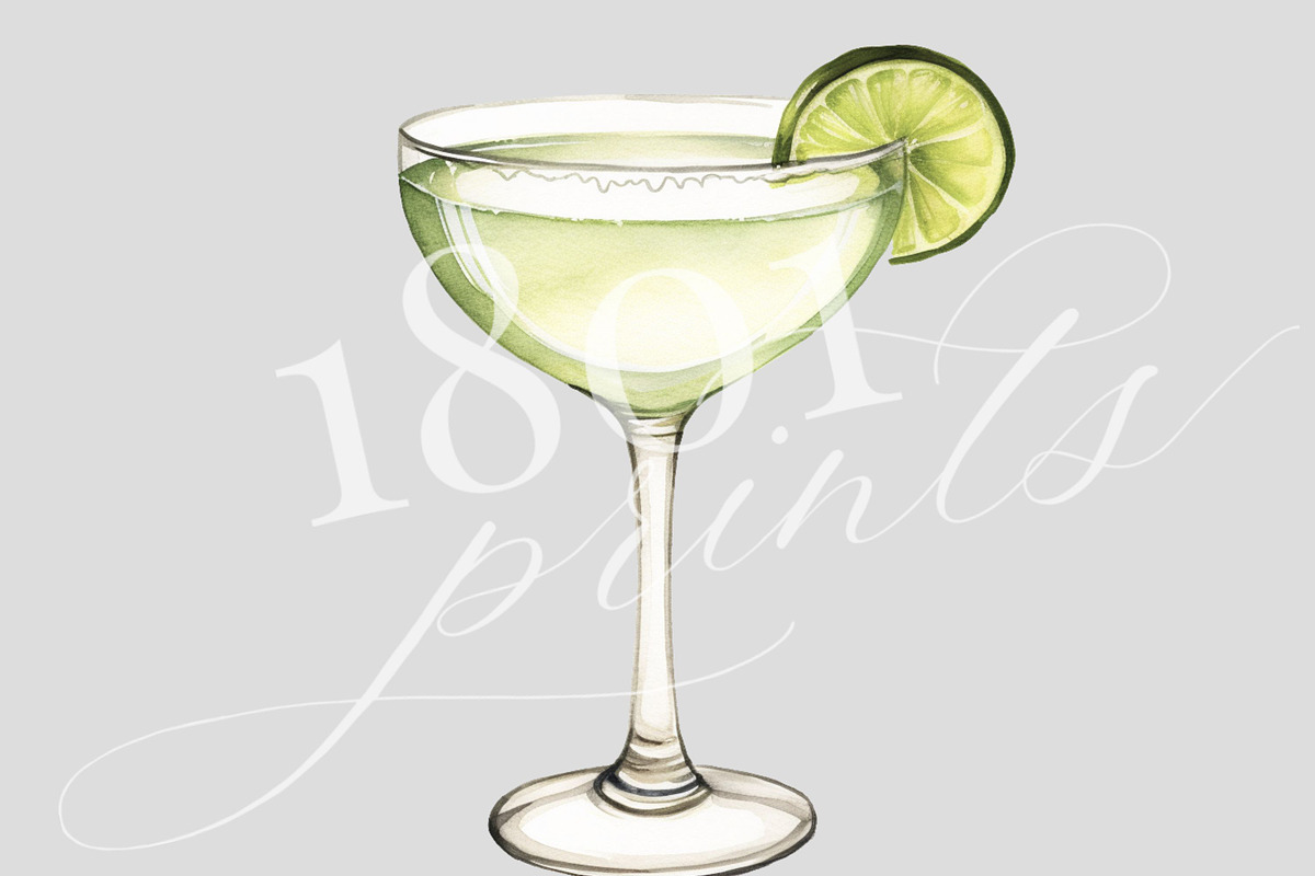 Lime Gimlet Cocktail Watercolor, an Illustration by 1801Prints (Photo 2 of 4)