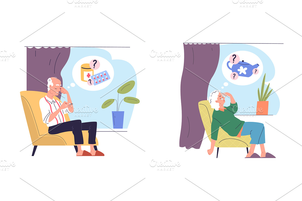 Dementia. Alzheimer memory loss, an Object Illustration by Stock-Smart-Start