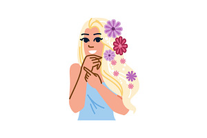 Blond woman with flowers in hair, an Object Illustration by pikepicture