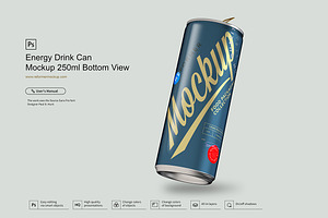 Energy Drink Can Mockup 250ml Bottom