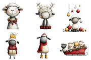 Christmas Sheep Clipart, an Illustration by CreationArt (Thumbnail 3 of 5)