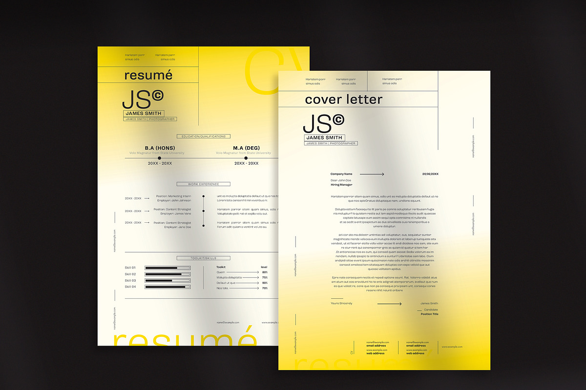 Yellow Accent Resumé, a Resume Template by wavebreak
