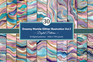Dreamy Marble Glitter Illustration 1, a Decorative Illustration by Housui Patterns