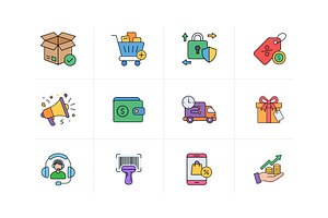 E-Commerce & Shopping Icons Set, a Solid Icon by VectStock