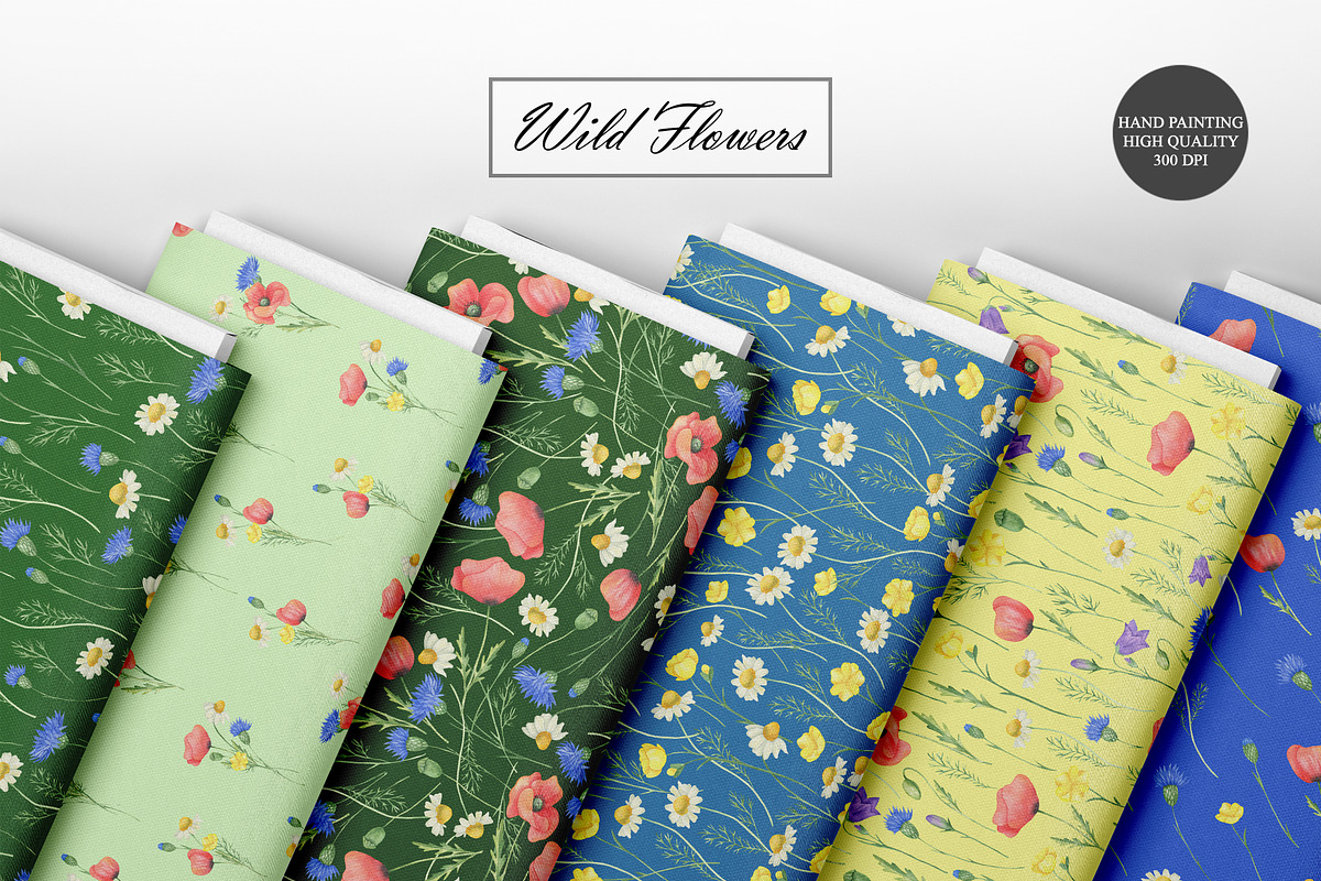 Wildflower Seamless Patterns, an Illustration by OlDm_Shop (Photo 3 of 10)
