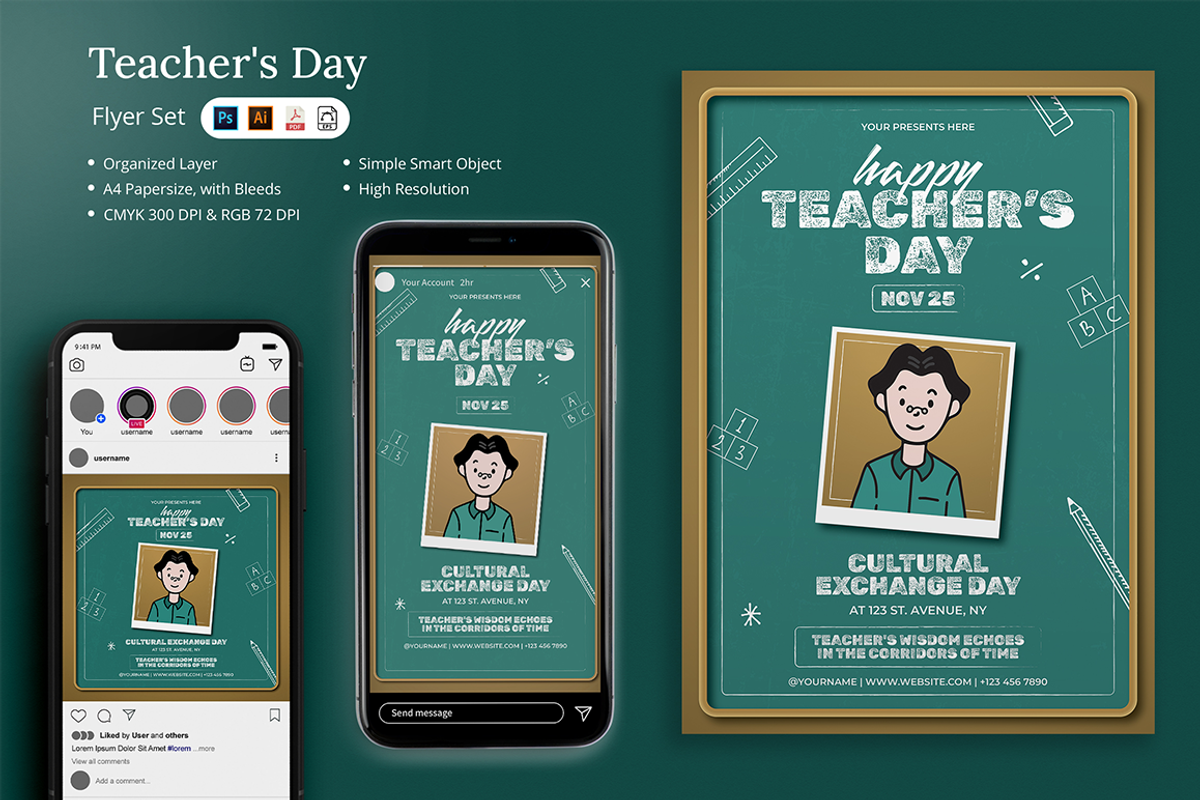 Letera - Teacher's Day Flyer Set, a Flyer Template by Attype (Photo 1 of 5)