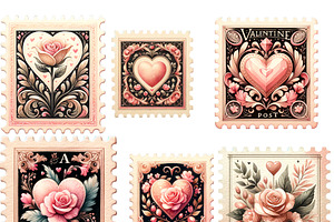 Valentine's Day Retro Stamp Clipart