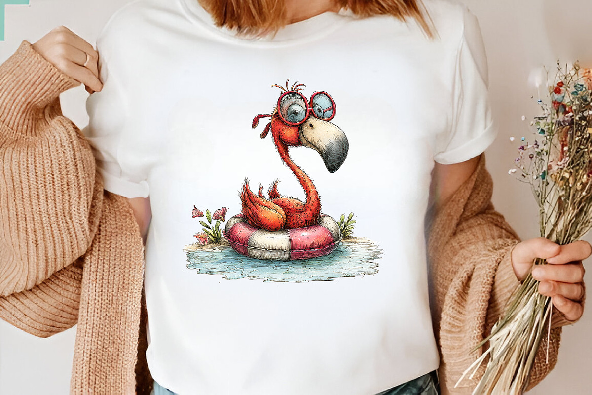 Whimsical Summer Flamingo Clipart, an Illustration by CreationArt (Photo 4 of 7)