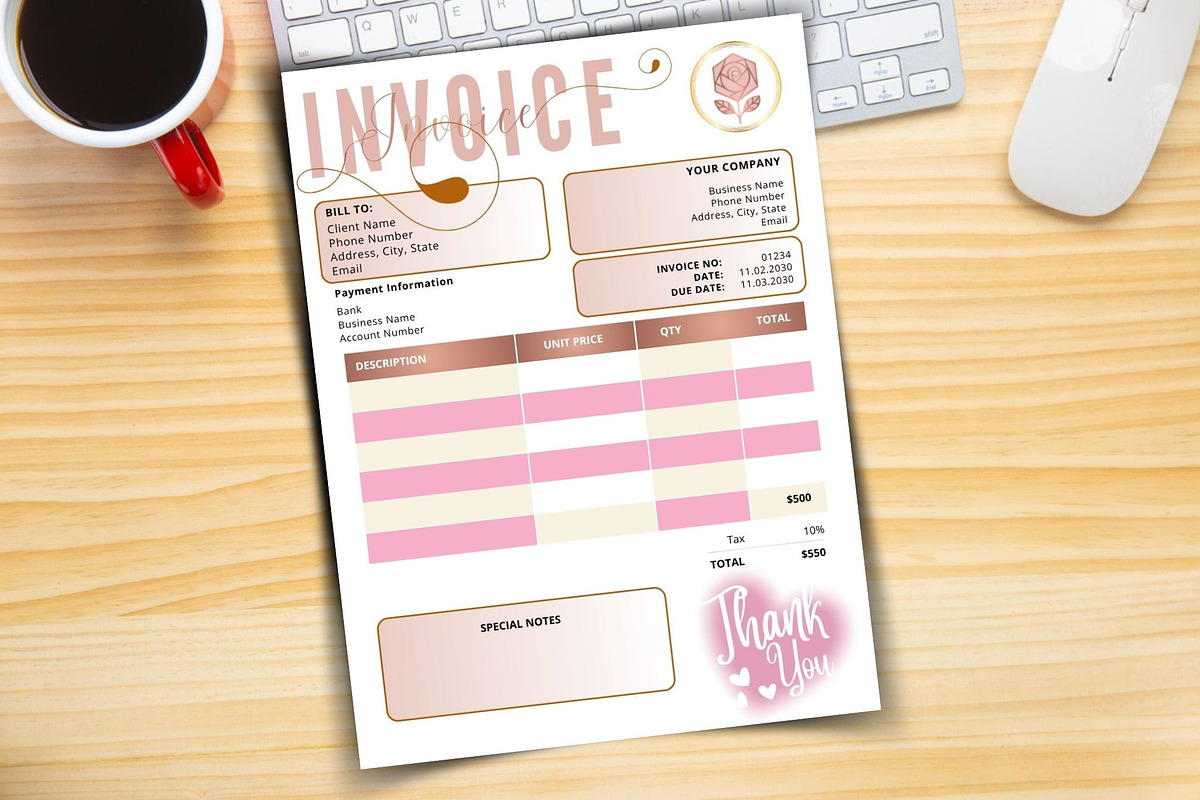 Editable Invoice Template Canva, a Templates & Theme by iloveTemplate (Photo 2 of 4)