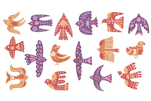 Birds with folk ornaments, an Animal Illustration by winwin.art