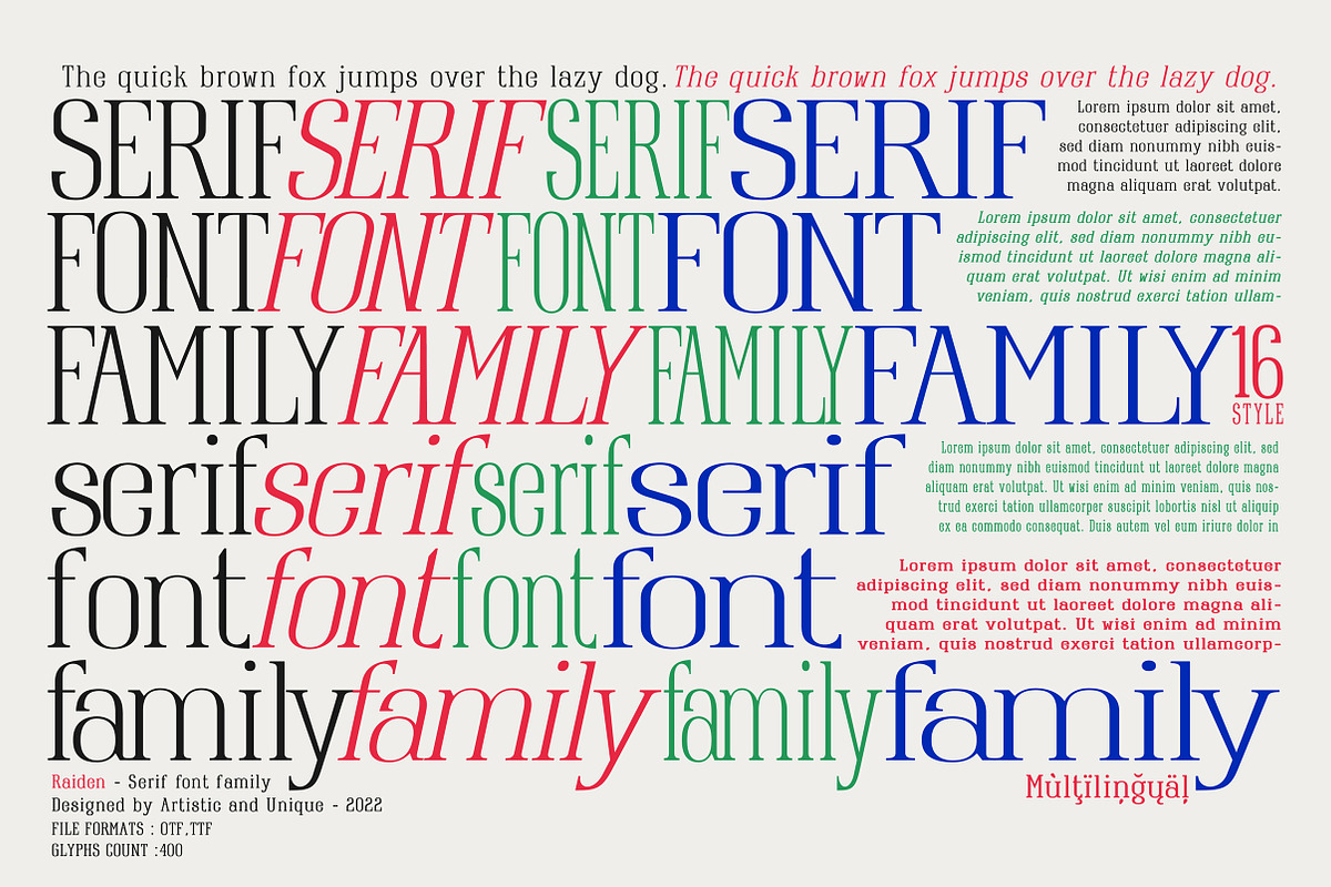 Raiden - Serif font family, a Serif Font by Artistic & Unique (Photo 5 of 13)