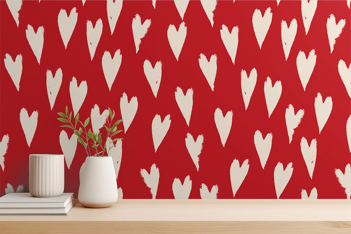 Hand Painted Red Hearts, a Pattern Graphic by MalyskaStudio (Photo 2 of 5)