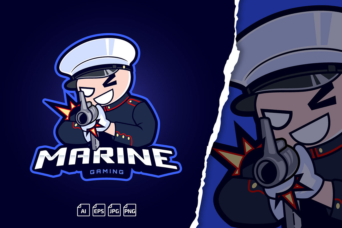 Marine Sailor Gaming Cartoon Mascot, a Branding & Logo Template by tkzgraphic