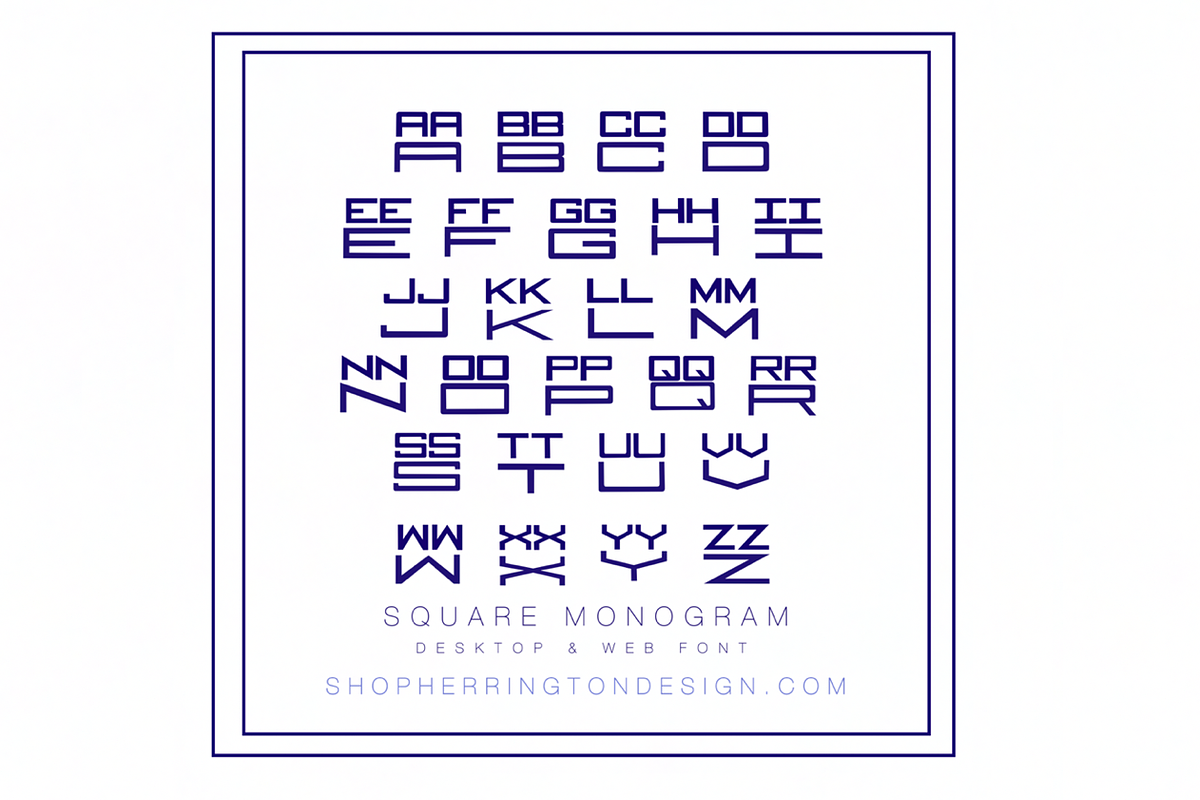 Square Monogram Desktop & Web Font, a Font by HERRINGTON DESIGN (Photo 2 of 2)