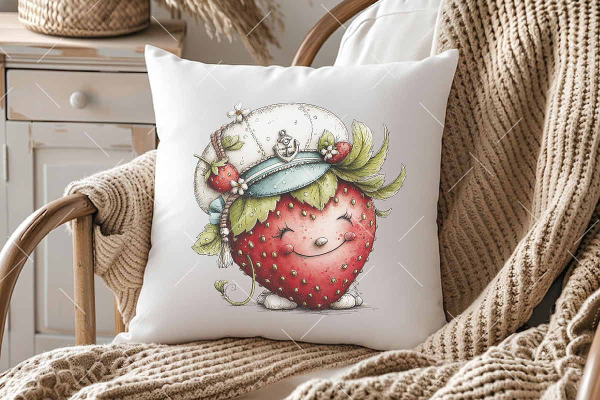 Whimsical Summer Strawberry Clipart, an Illustration by OK Design (Photo 5 of 6)