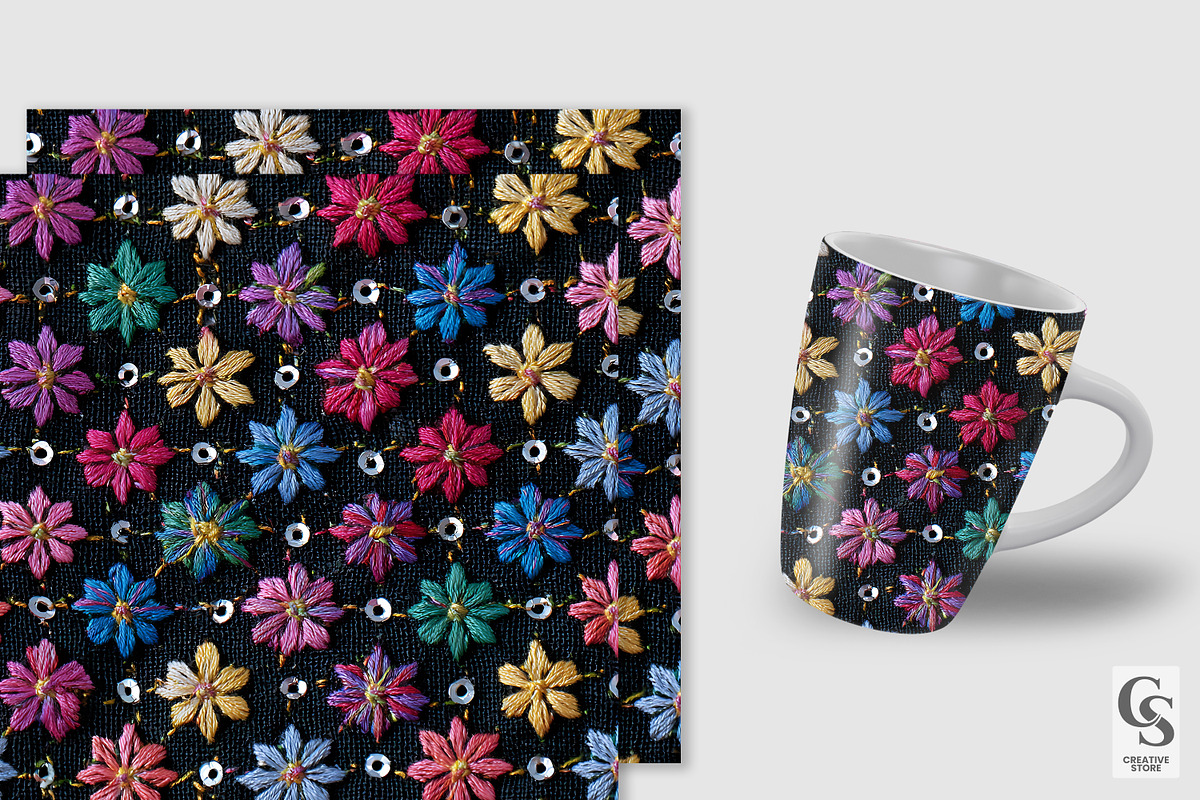Multicolor Chikankari Embroidery, a Pattern Graphic by Creative Store (Photo 3 of 5)