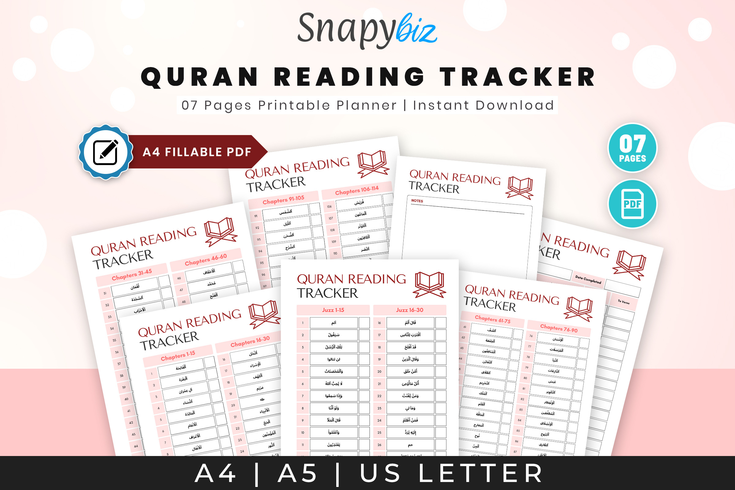 Printable Quran Reading Tracker, a Print Template by Snapybiz