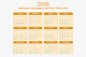 Spanish Calendar Vector 2016