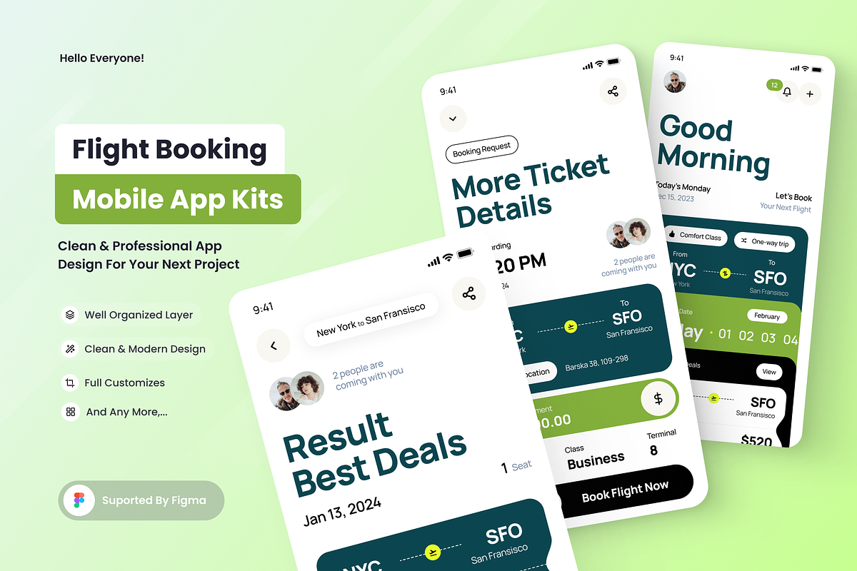 JetGo Flight Booking UI Mobile Apps, an UI Kit Template by SquidPixey (Photo 1 of 3)