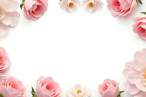 Pastel Floral Frame With Blank Cente, a Photo by LOGOCREATIVE