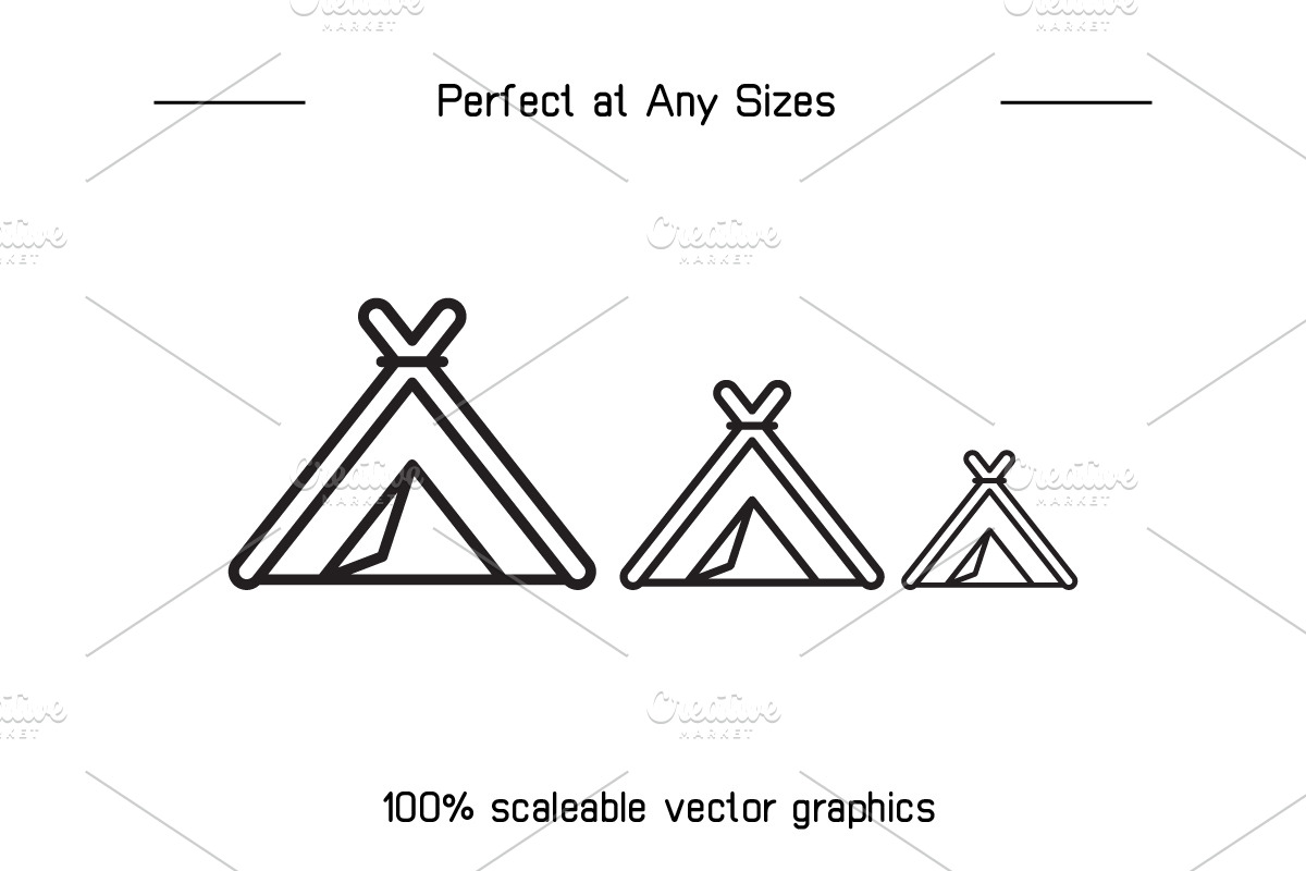 Camping Tent Icons Set, an Outline Icon by Designfour (Photo 7 of 7)