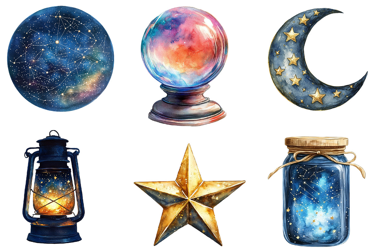 Celestial Magic Clipart Bundle, an Illustration by Designking (Photo 2 of 5)