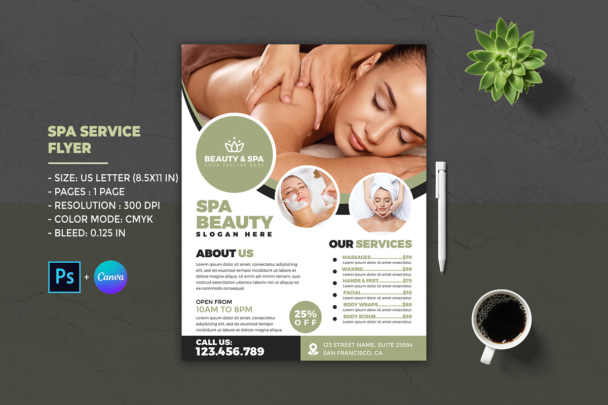 Beauty and Spa Flyer, a Flyer Template by Designscozy (Photo 1 of 5)