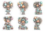 Whimsical birthday girl clipart, an Illustration by SinaCreation (Thumbnail 9 of 11)