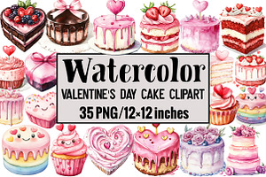 Valentine's Day Cake Clipart, an Illustration by Design Market