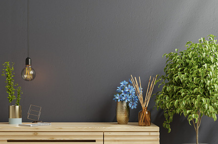 Wood cabinet mockup in modern empty., an Architecture Photo by vanitjan