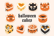 Halloween cakes vector set, an Object Illustration by yabluko_draws (Thumbnail 1 of 3)