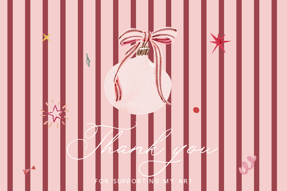 Cherry Pink Christmas Watercolor Set, a Decorative Illustration by Karma (Photo 8 of 8)