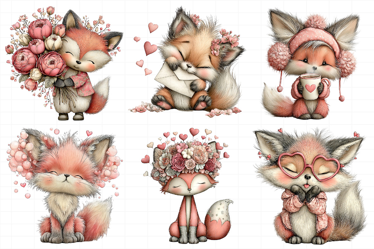 Quirky Funny Valentine Fox Clipart, an Illustration by Daily.Designs (Photo 5 of 5)