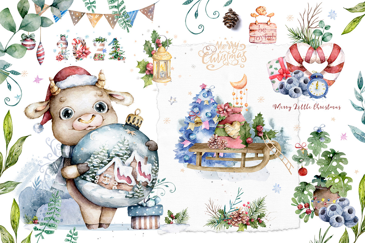 Christmas Story with Cute Bull's, an Animal Illustration by Ann Art Houze (Photo 4 of 16)
